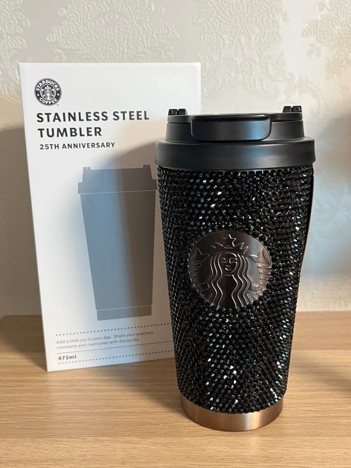 韓国スタバ☆25th Anniversary Rhinestone Black Tumbler 473ml