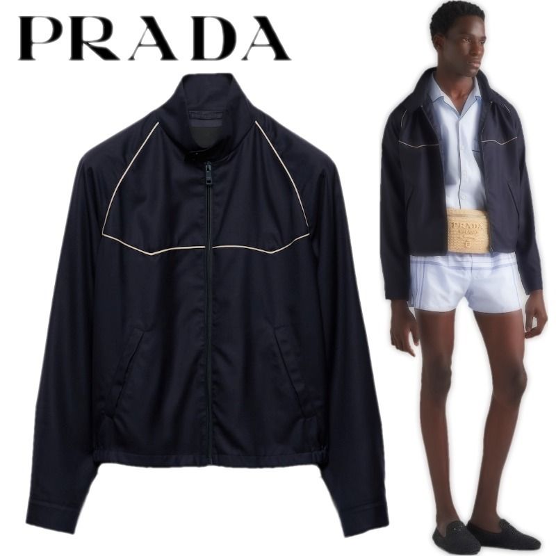 【2025A/W新作★送料無料】 PRADA☆ウールxシルク ブルゾンジャケット (PRADA/ブルゾン ジャケット・アウター