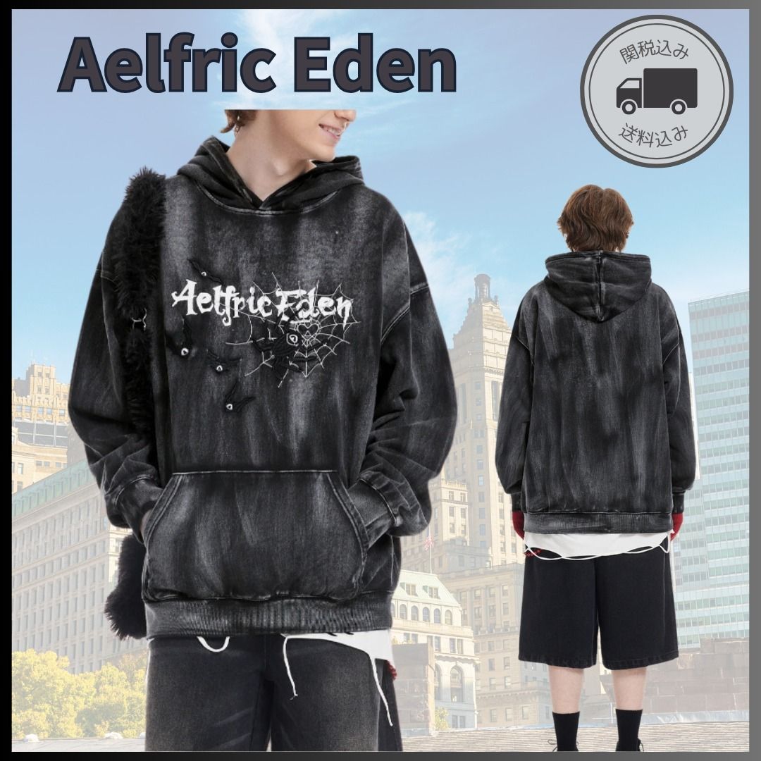 【Aelfric Eden】フード付 スパイダー ウォッシュド パーカー AW24【Aelfric Eden】スパイダー ウォッシュド フードパーカー