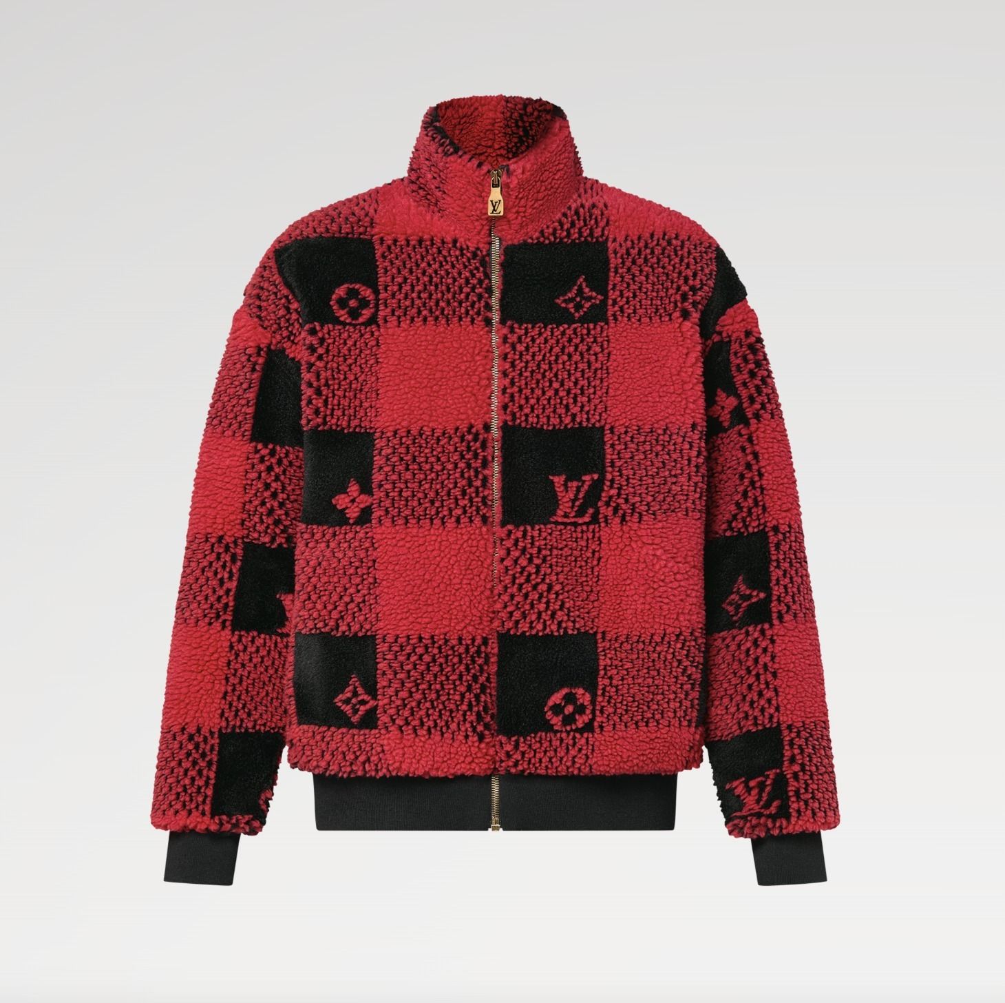 1枚で主役級【Louis Vuitton】ダミエ フリースブルゾン レッド