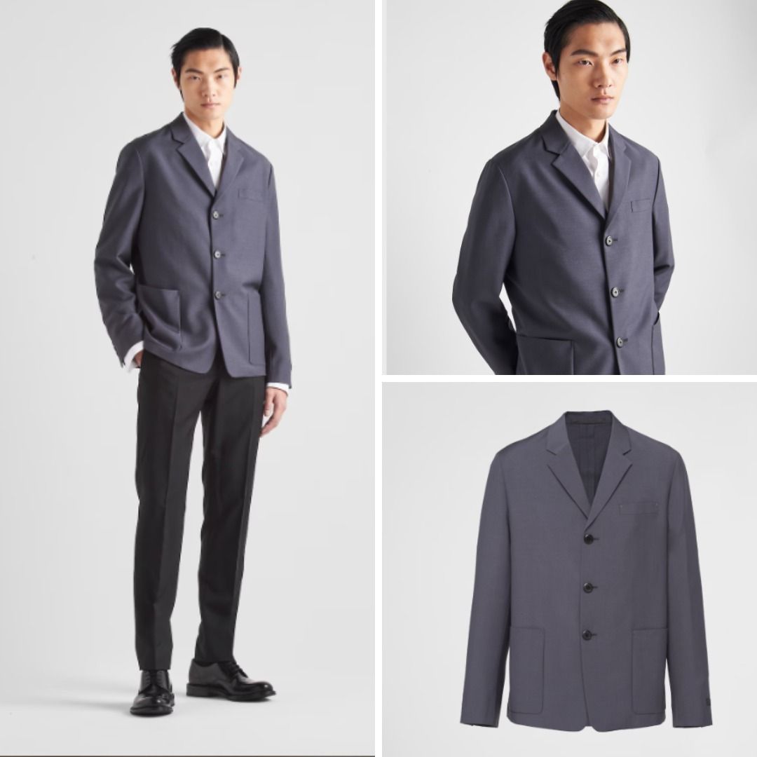 海外限定スパイク販売 送料無料》PRADASingle-breasted mohair wool jacket (PRADA ジャケット・アウター