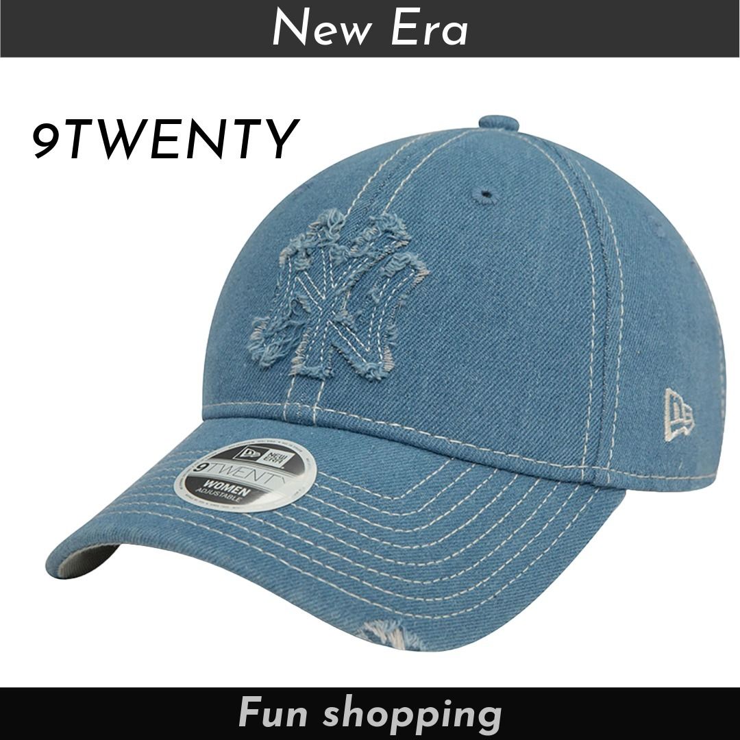 【New Era】NY 9TWENTY Denim Cap ロゴ デニム刺繍 帽子キャップ New Era】9Twenty NY Yankees Distressed デニム キャップ (New