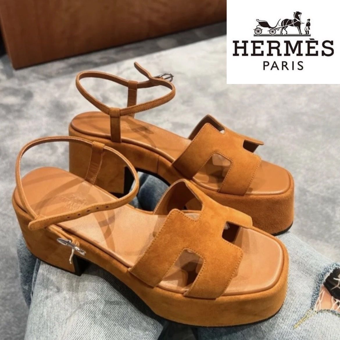 HERMES 】厚底がトレンド感◎ エルメス ジャムサンダル 30