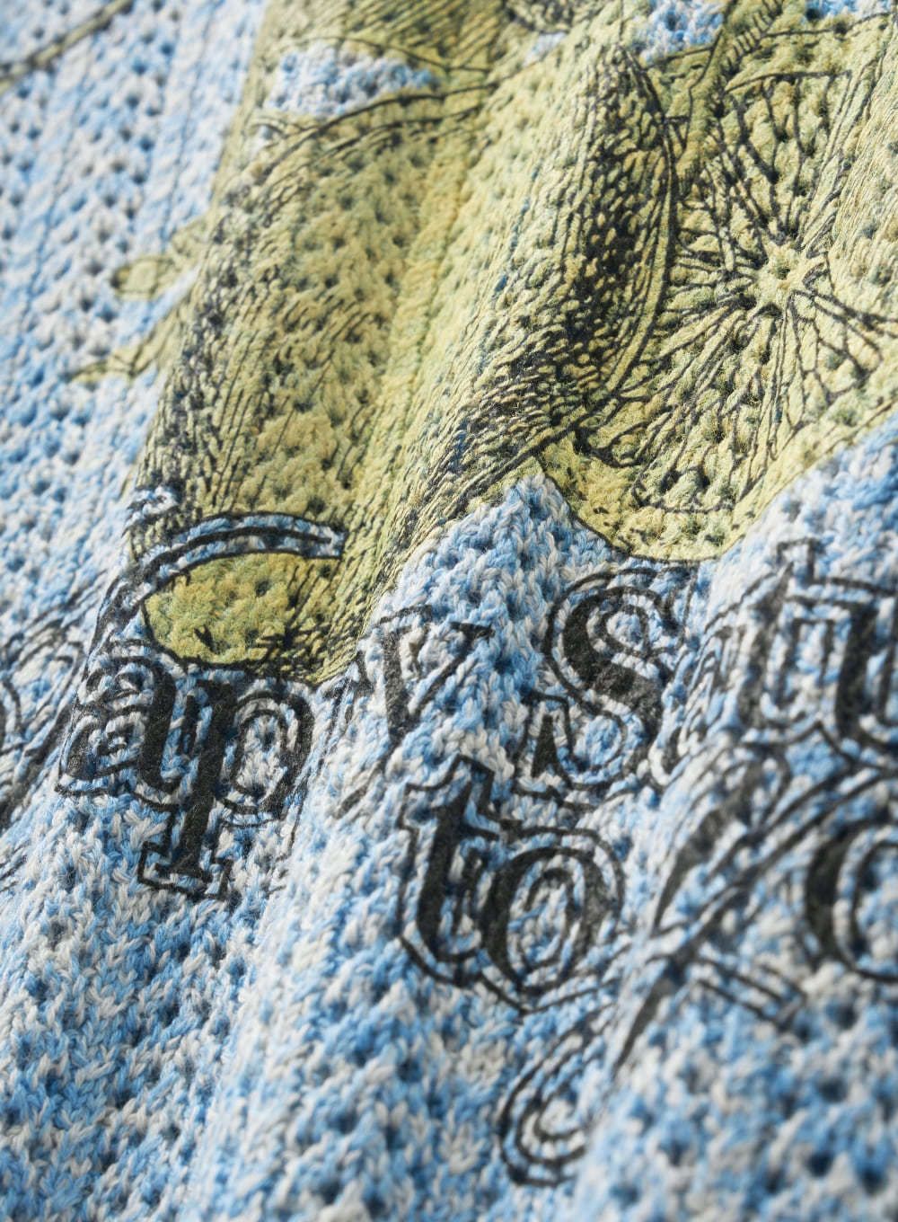 ☆SATUR(セター)☆Ibiza Citron Summer Graphic Meshed Knit青色