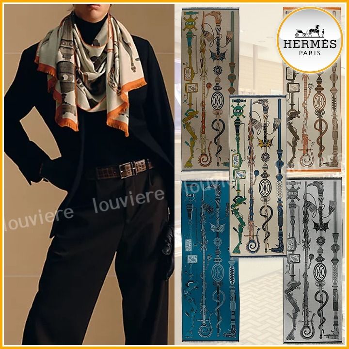 海外最新 お洒落♪】HERMES レクタングル 63×180 cm 《カツォウナ 小物