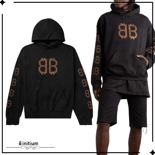 【BALENCIAGA】デストロイドロゴコットンジャージーパーカー バレンシアガ】ロゴプリント コットン ジャージーパーカー