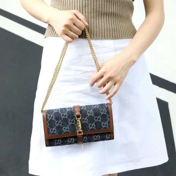 ☆Gucci☆JACKIE 1961 WOCチェーンウォレットデニム財布 (GUCCI
