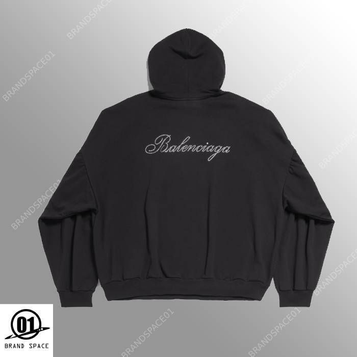 入手困難 BALENCIAGA ラインストーン 手書きバックロゴ パーカー