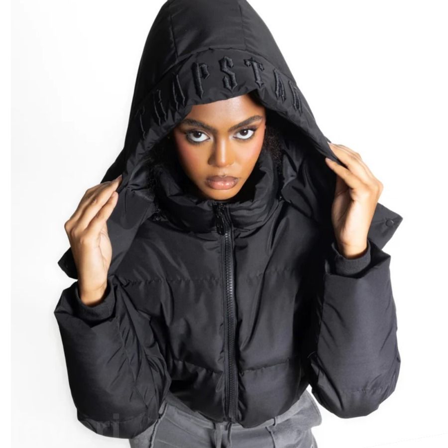 Trapstar London ウィメンズ フード付き パファー ジャケット 黒 Trapstar London ジャケット フード付き パファー 黒〇関送込〇