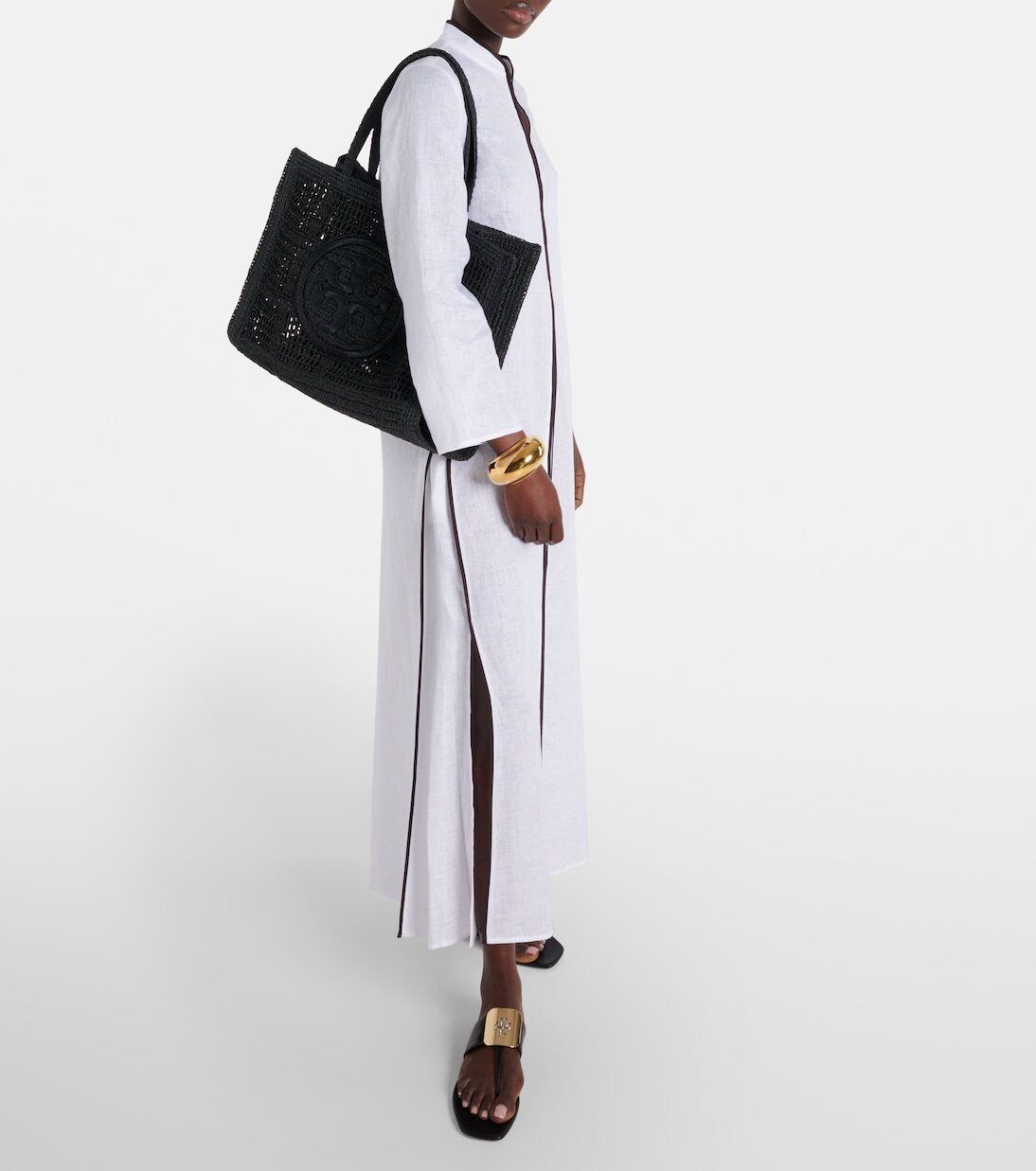 長谷川京子さん着用:Tory Burch◇エラハンドクロシェ ロゴトート