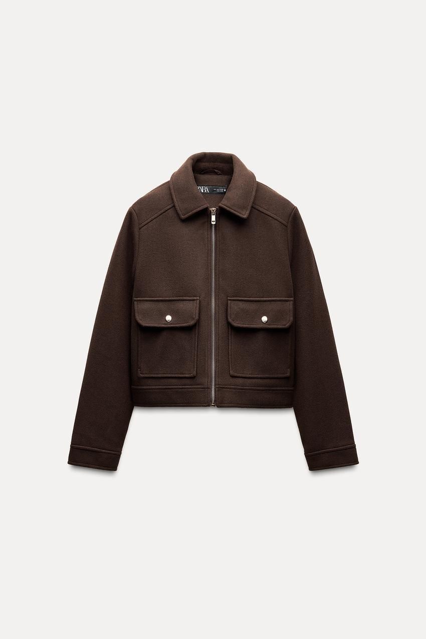 パッチワークポケット シャツジャケット - グレー | ZARA Japan