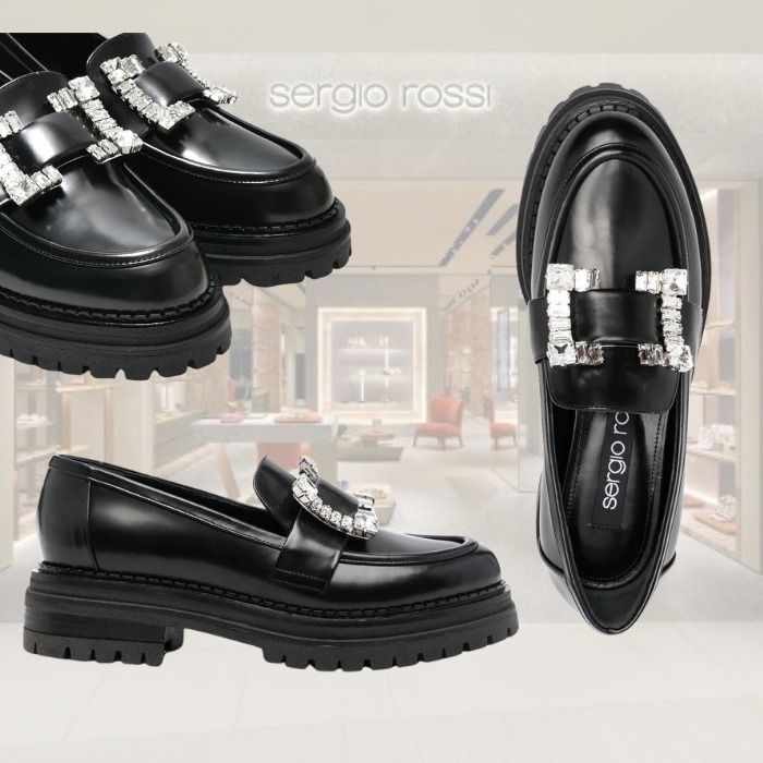 上品☆Sergio Rossi☆セルジオロッシ sr Prince- Loafers Black