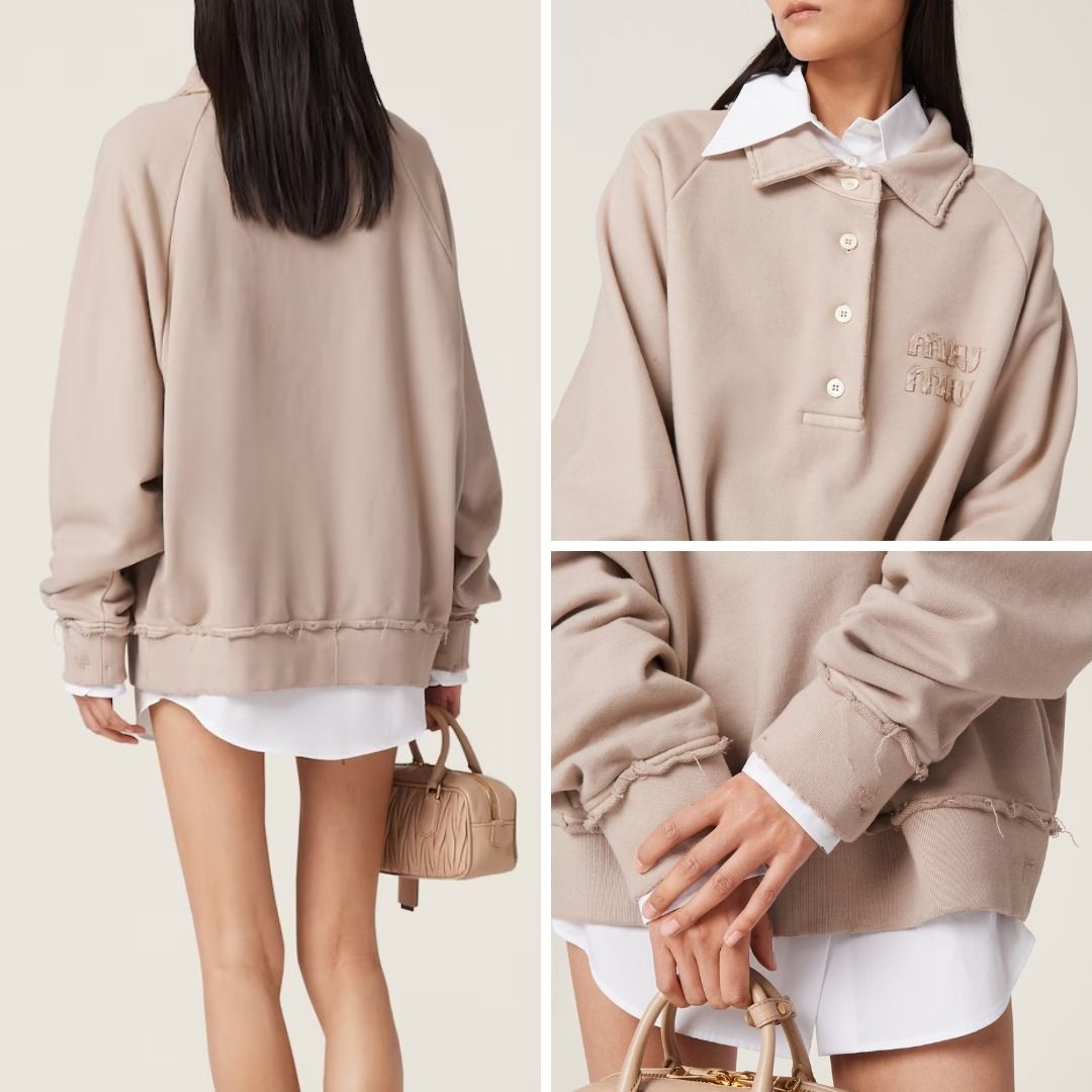miumiu ポロシャツスタイル スウェットガーメントダイ