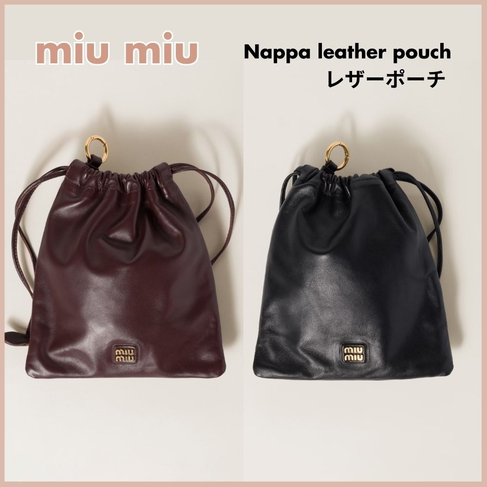 【抜け感モード】miumiu / ナッパ レザーポーチ ブラック ナッパレザー ポーチ | Miu Miu