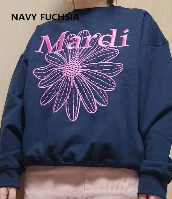 Mardi Mercredi】24-25NEWカラーフラワー刺繍スウェットシャツ