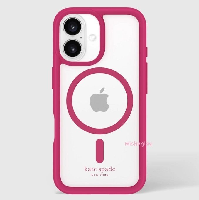 kate spade】耐衝撃ケース☆Pom Pom Pink iPhone 16*各種対応