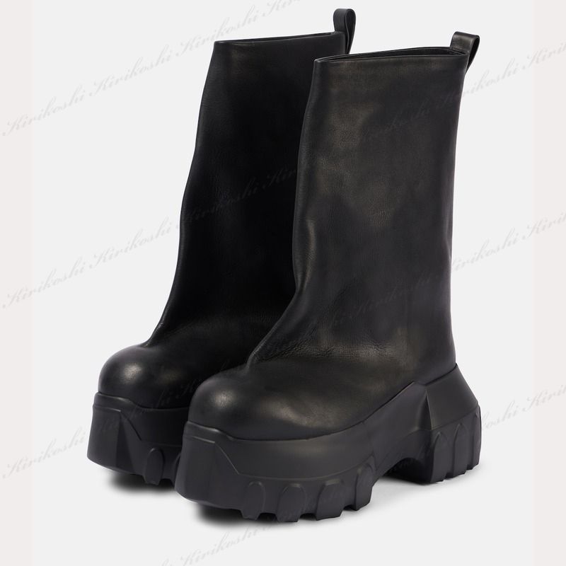 ◇RICK OWENS 最新作◇メガトラクターレザーアンクルブーツ