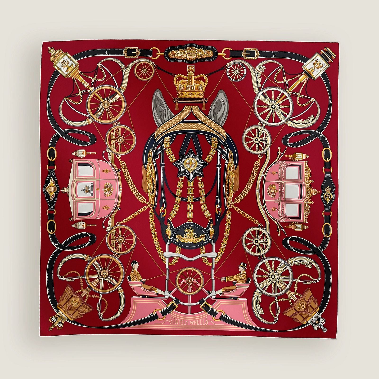 HERMES 最新作 上品 大人スカーフ シルク カレ90 Stately Wheels Stately Wheels scarf 90 | Hermès USA