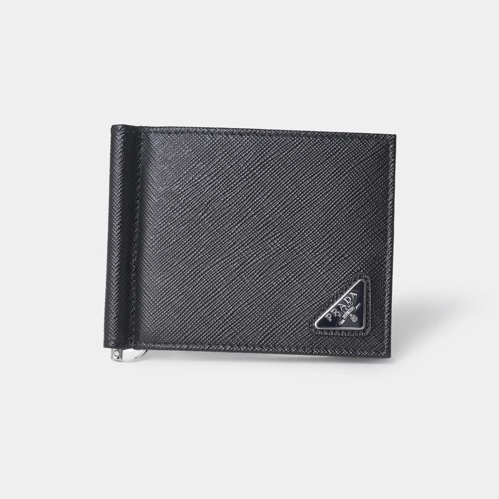 メーカー直売所 人気☆PRADA マネークリップ付サフィアーノトライアングル財布 小物