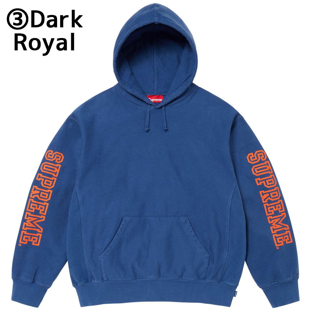 Supreme サイドライン 袖ロゴプリントパーカー M 青x赤