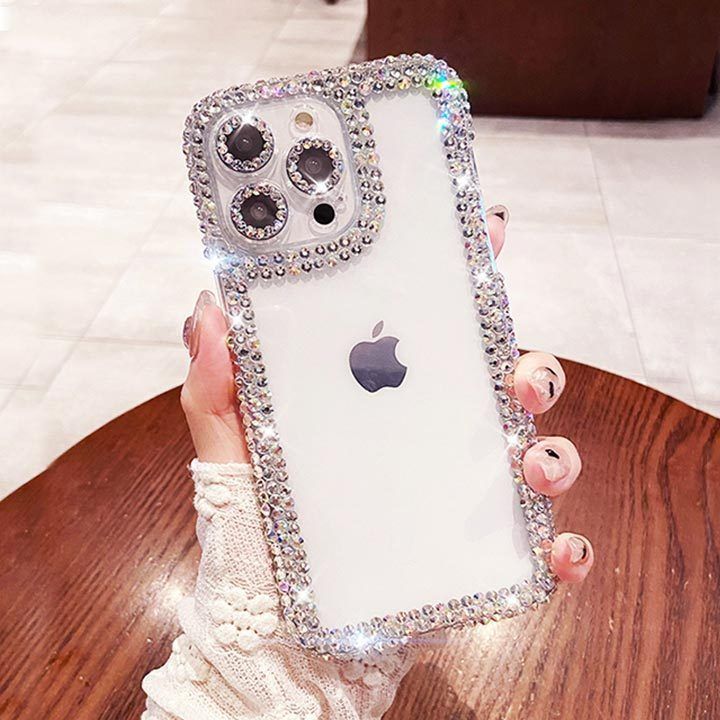 iPhone16Pro ケース ビジュー クリア 透明 キラキラ おしゃれ