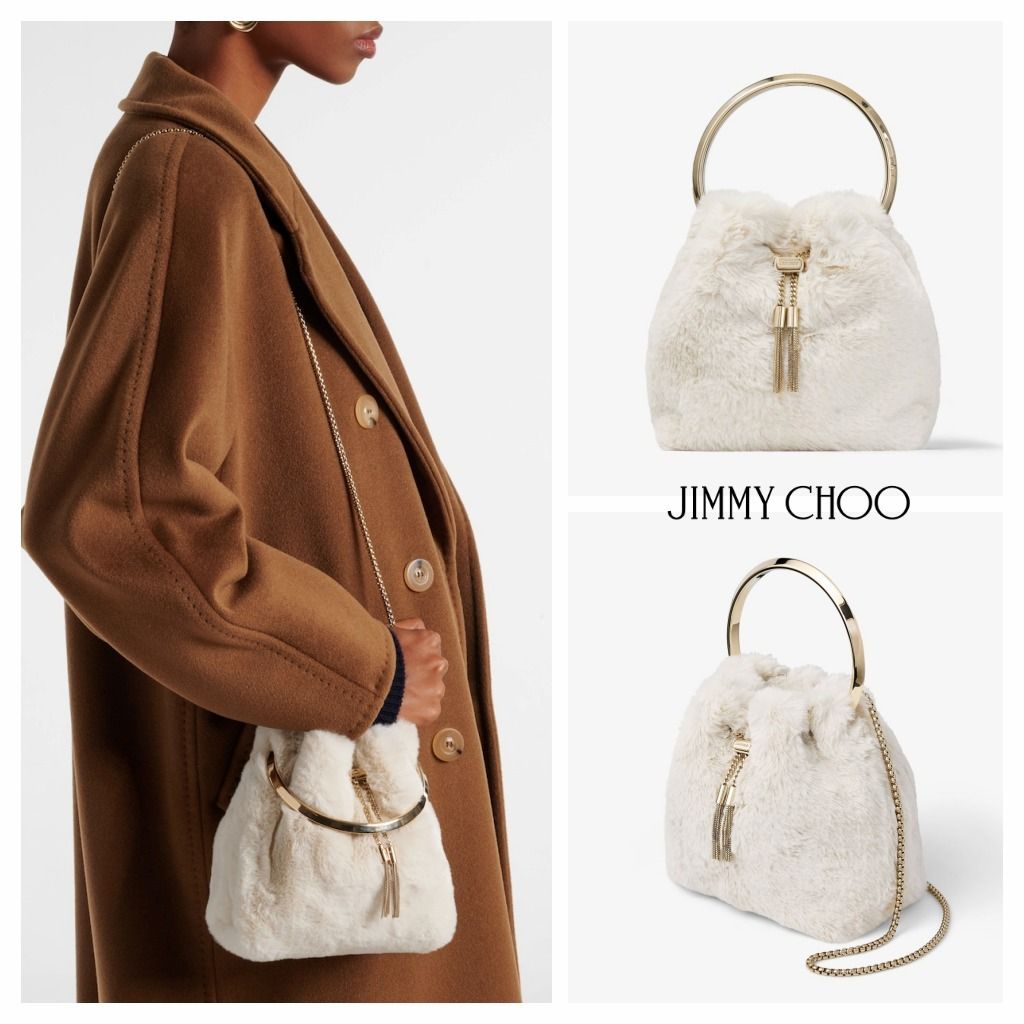 JIMMY CHOO☆Bon Bon☆ラテ フェイクファー ミニバッグ (Jimmy