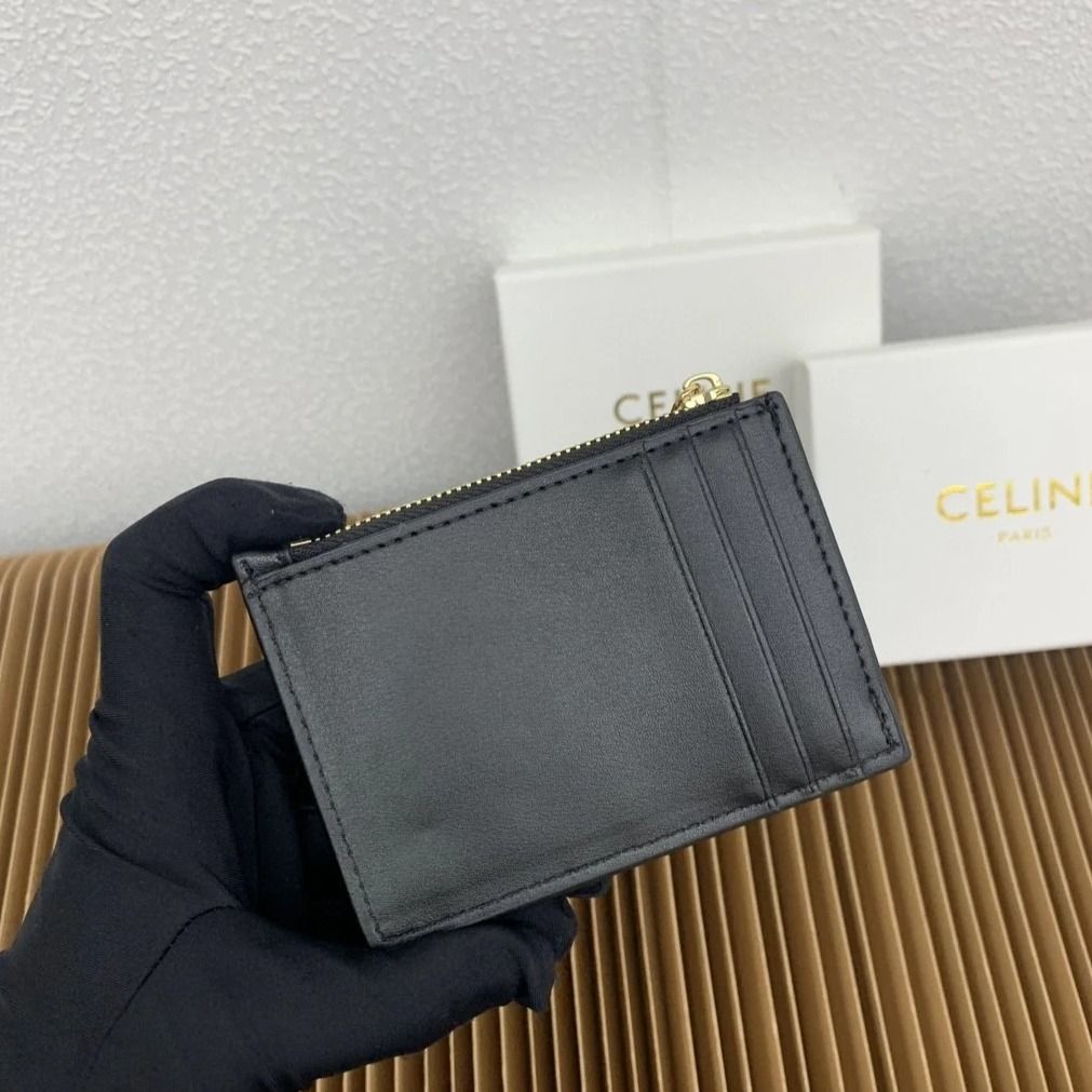 CELINE セリーヌ ジップ付カードホルダー キュイル トリオンフ