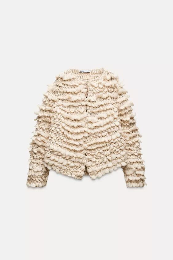テクスチャーニットカーディガン - ホワイト | ZARA Japan / 日本