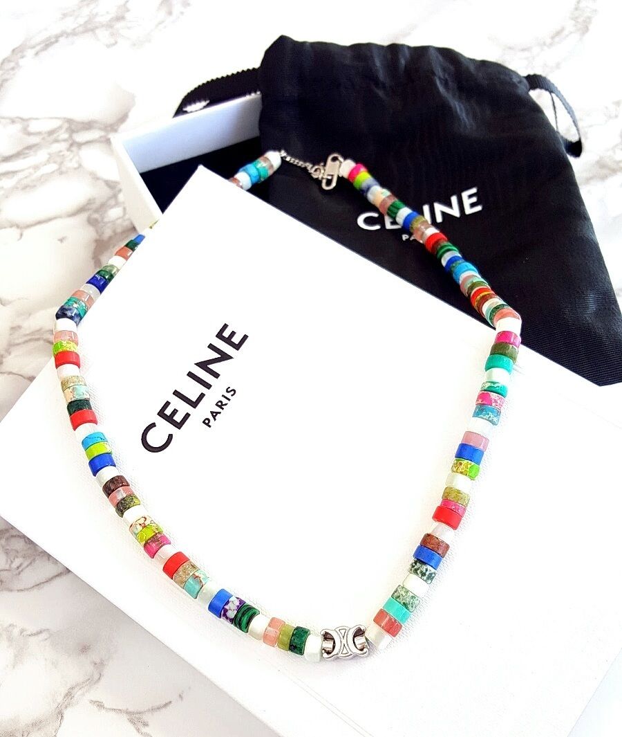 CELINE HOMME】ジャスパー＆クォーツ ビーズネックレス (CELINE
