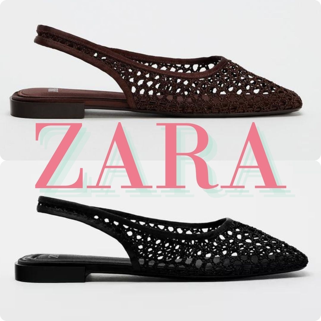 ZARA - ZARA レザースリングバック バレエフラットシューズ