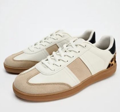 スペイン発送 ZARA コントラストバンバスニーカー ホワイト 限定
