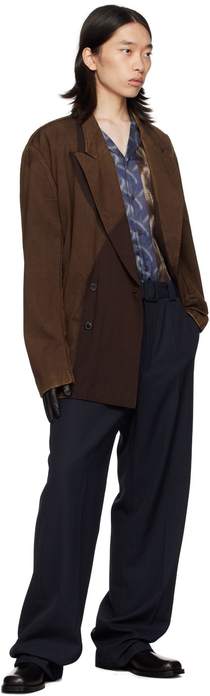 【関税込み】Dries Van Noten ブラウン プリント トラウザーズ 関税込み】Dries Van Noten トラウザーズ (Dries Van Noten