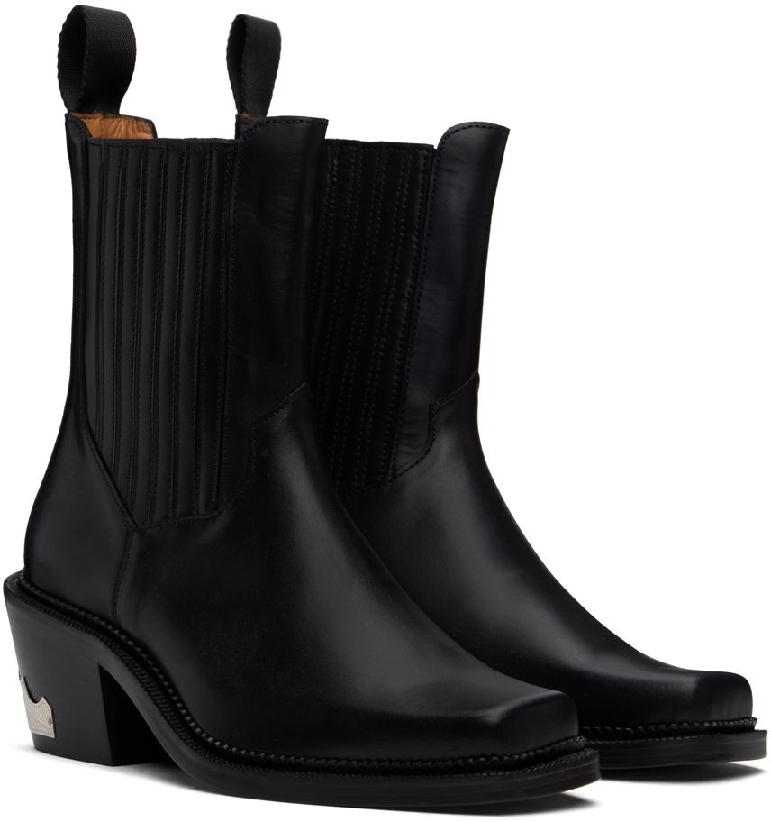 TOGA VIRILIS ブーツ SIDE GORE BLACK LEATHER メンズ