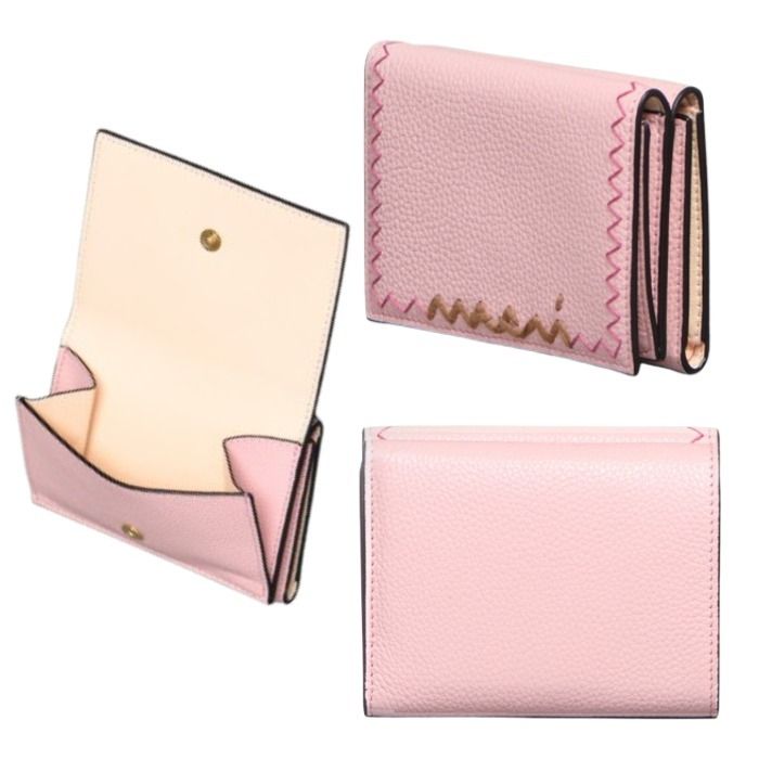 最も信頼できる 国内配送【MARNI】マルニメンディング刺しゅうロゴ/三つ折り財布 小物