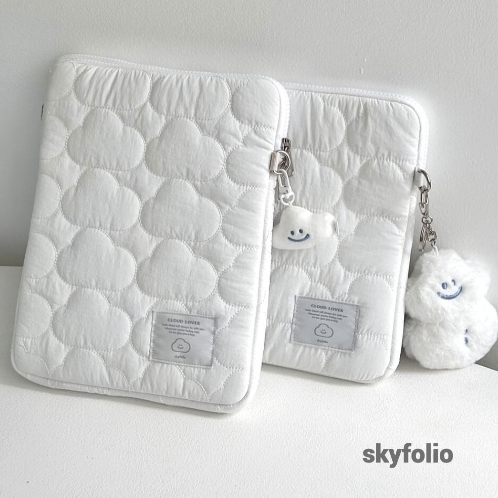 韓国可愛い【skyfolio】11inch iPad タブレットポーチ 全3色 韓国【skyfolio】キルティング タブレットポーチ White 11インチ