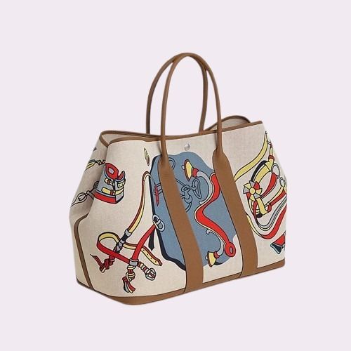 【日本未入荷☆シックなカラー】HERMES ガーデンパーティー 49 エルメス ガーデンパーティ GM 49 ヴォヤージュ トワル/レザー