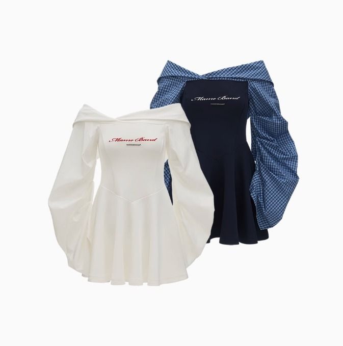 MAMC】オフショルダー 長袖シャツ ショートワンピース (MAMC