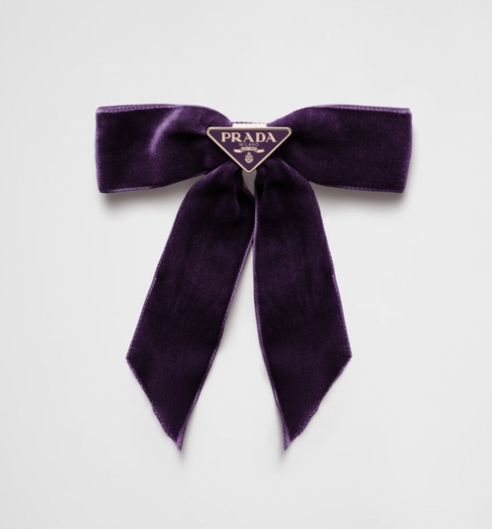 PRADA】☆国内買付-発送☆ベルベット ヘアクリップ リボン