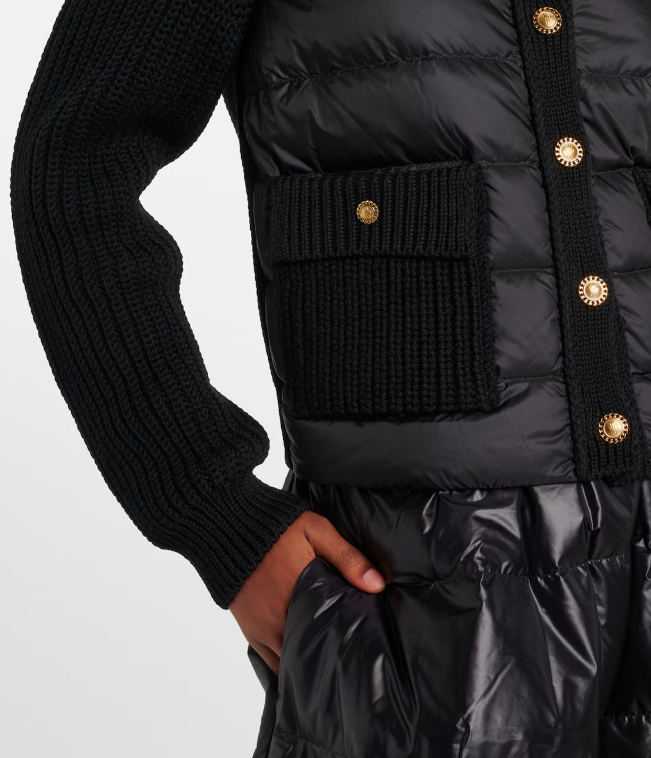 希少】MONCLER ダウンパネル バージンウール カーディガン