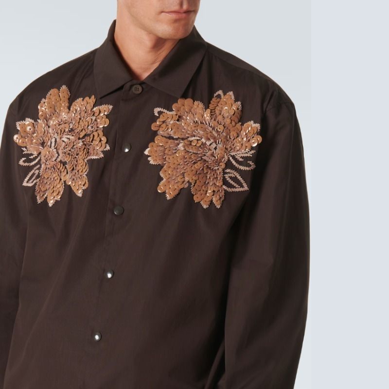数々の賞を受賞 DRIES VAN ブラウンビーズシャツ ドリスヴァンノッテン NOTEN トップス