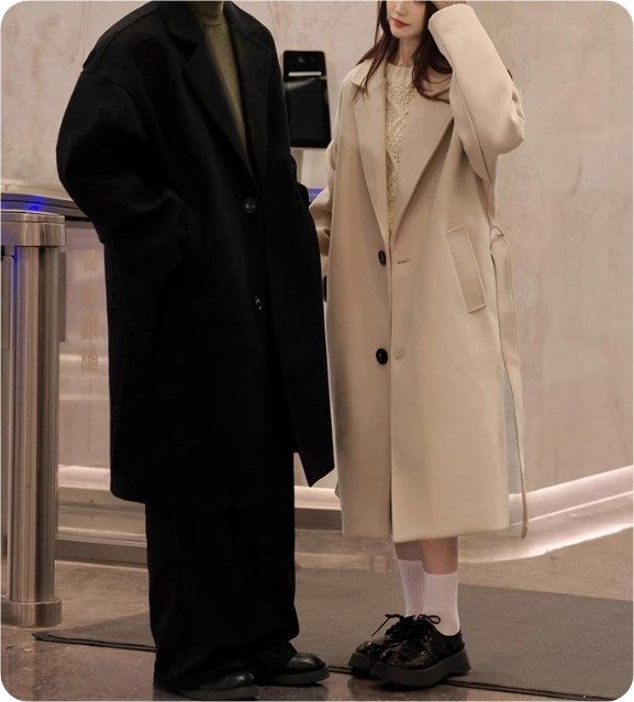 ユニセックス チェスターコート ロング カップル 韓国3色 s5981 ユニセックス チェスターコート ロング カップル 韓国3色 s5981