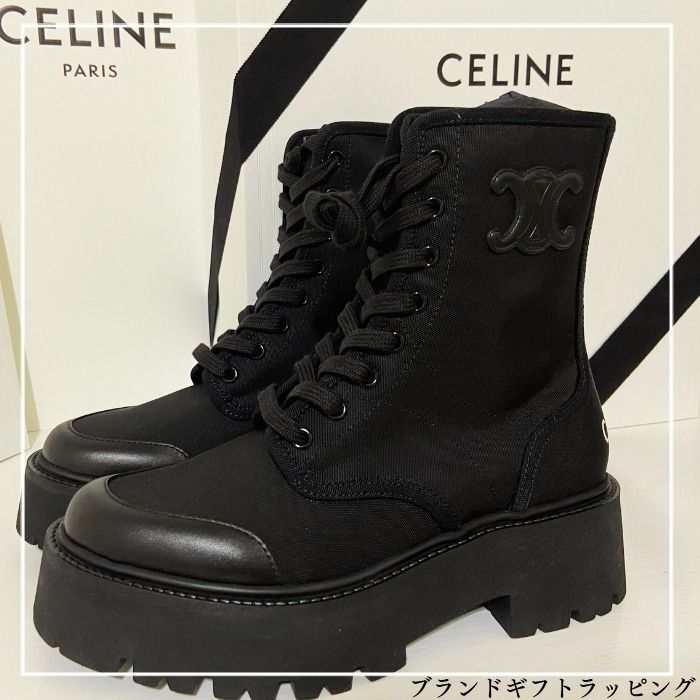 CELINEセリーヌブーツ CELINE(セリーヌ) ナイロン レースアップ ブーツ シューズ 靴