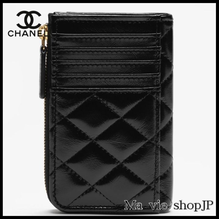 【名刺入れにも◎高級感♪】CHANEL ジップ カードケース CCロゴ シャネル】ジップ カードケース エレガントな光沢☆ (CHANEL