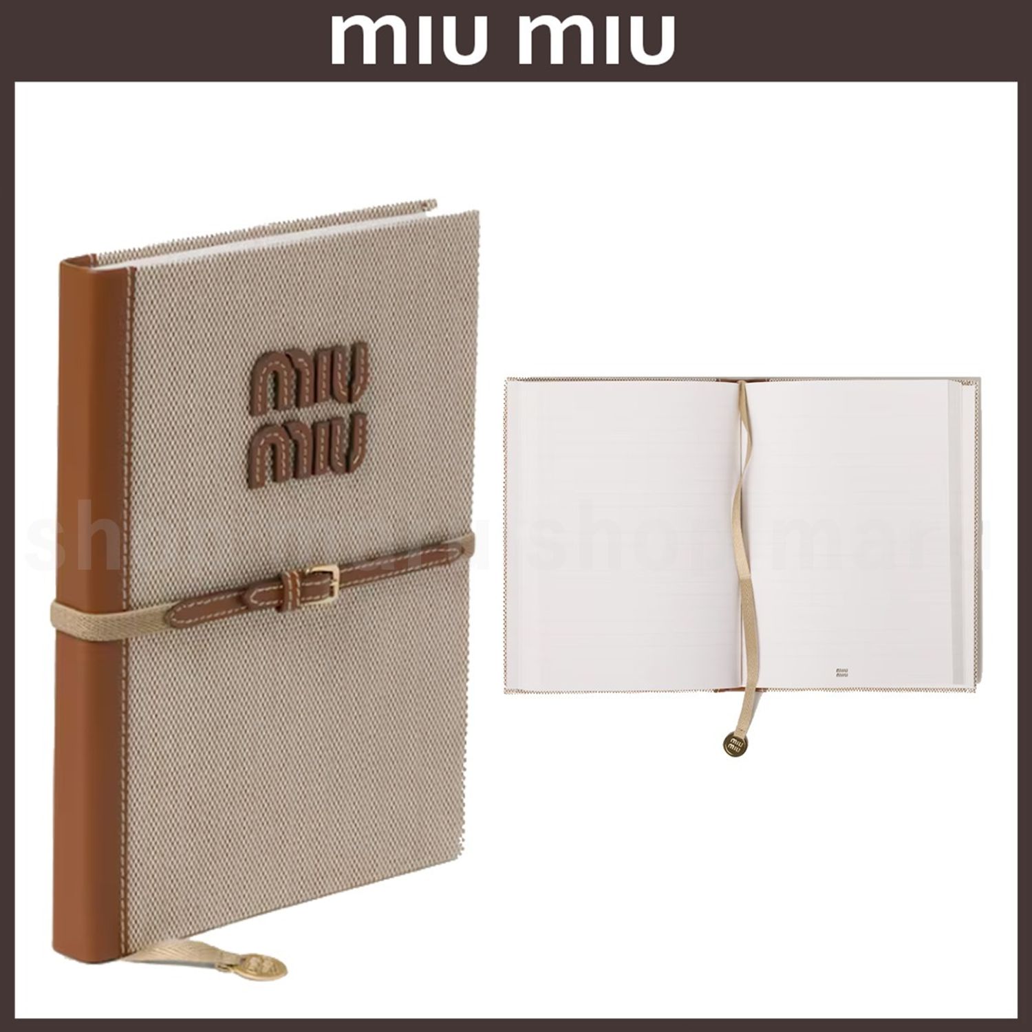 MIU MIU◇キャンバス×レザー 手帳 (MiuMiu/手帳・スケジュール帳 