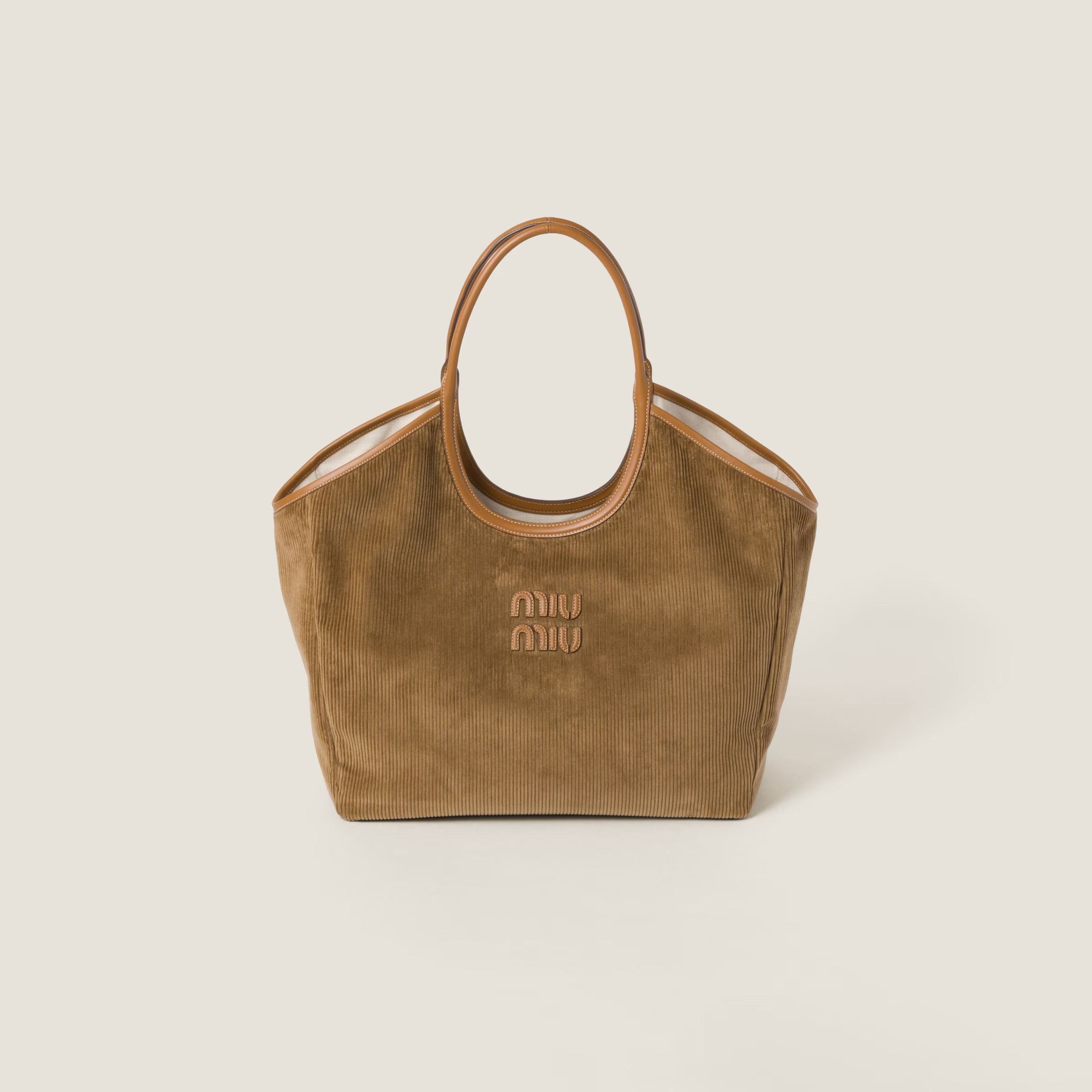 国内未掲載カラー★MiuMiu IVY コーデュロイ ショッピングバッグ 使いやすい】MIUMIU IVY コーデュロイ ショッピングバッグ