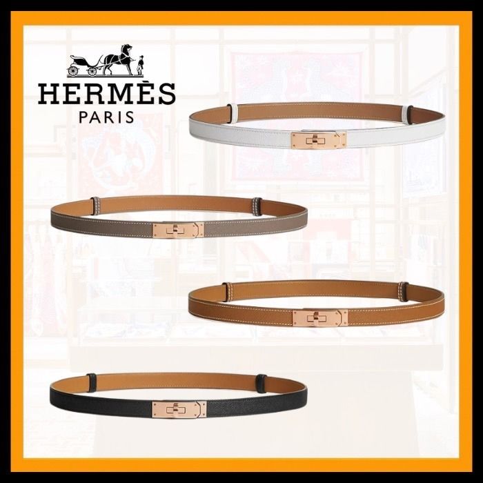 ピンクゴールドが上品☆】HERMES ベルトKelly18 ケリー 4色