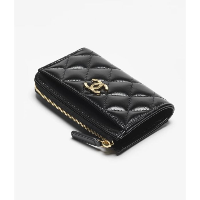 【エレガントな印象★】CHANEL カードケース シャネル】ジップ カードケース エレガントな光沢☆ (CHANEL