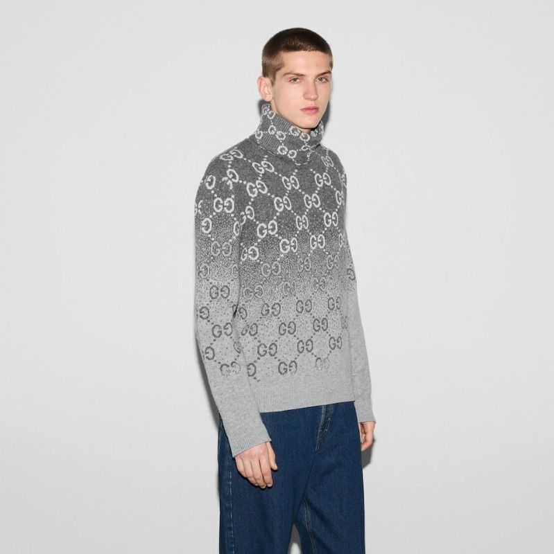 25新作 GUCCI GGグレード ウール ジャカード セーター メンズ