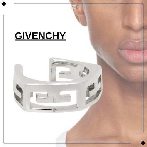 GIVENCHY】ロゴ シルバートーン ブラス シングル イヤーカフ
