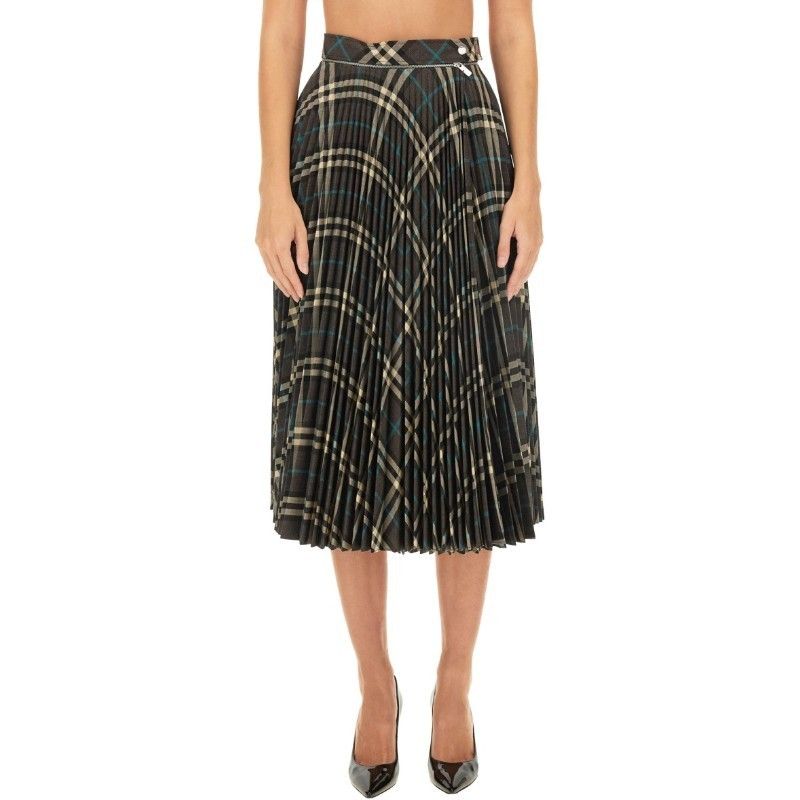 スカート Burberry FW24 SQUARED SKIRT (8093010 C1213) Women's Burberry Fabric skirt, size 38 (Light red) | Emmy